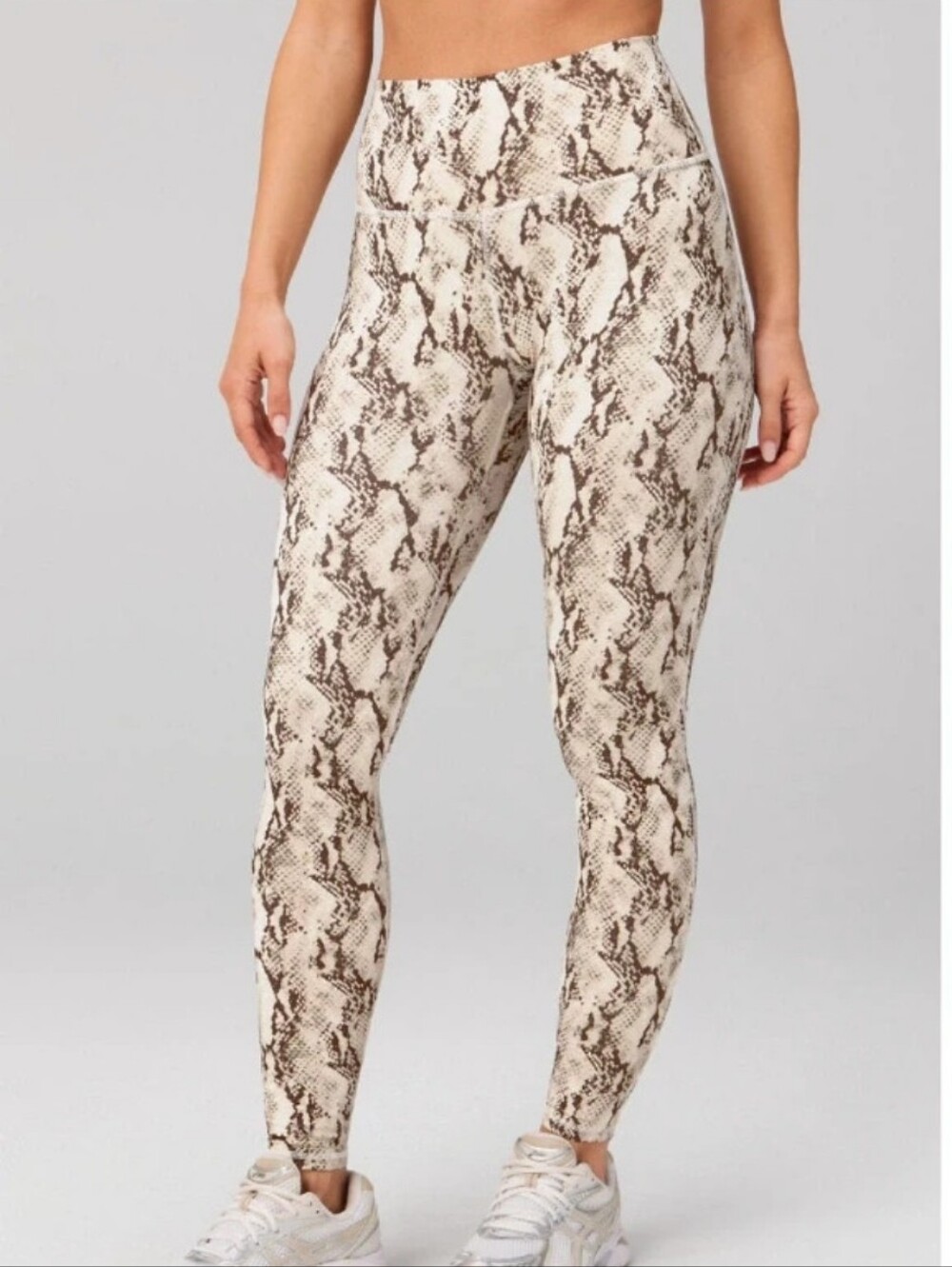 Fabletics Snake Print High-Waist Leggings in Cream and Brown